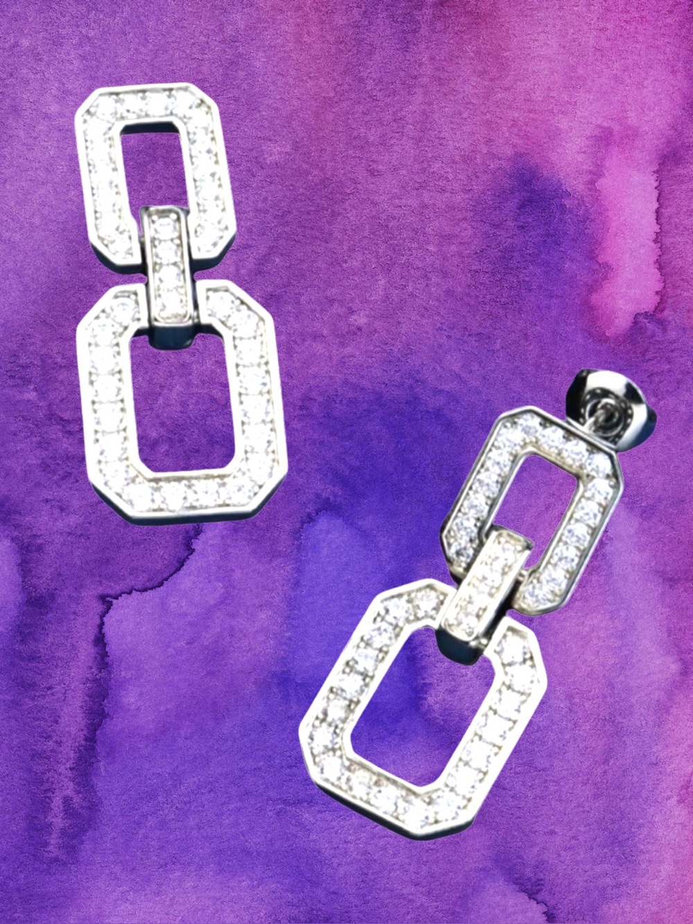 🆕Women’s Silver Cubic Zirconia Diamond Dangly Chainlink Earrings❤️❤️